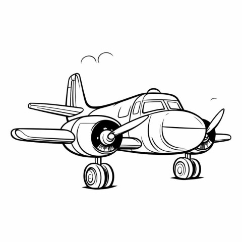 airplane isolated on a white background in sketch style