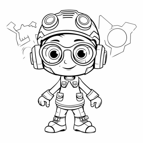 Coloring book for children - Astronaut boy with helmet and glass