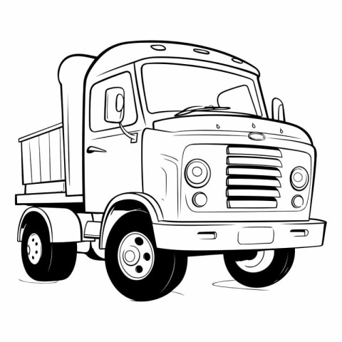 Vector illustration of a truck on a white background. Hand-drawn