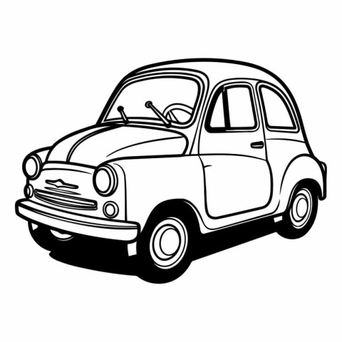 Retro car isolated on white background. Vector hand drawn illust