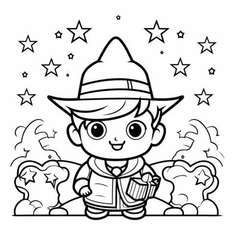 Coloring Page Outline Of cartoon pirate boy playing accordion.