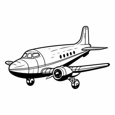 Airplane isolated on white background in retro style.