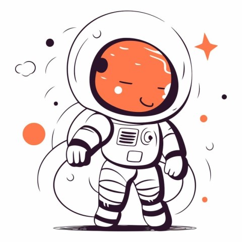 Cute cartoon astronaut in spacesuit of astronaut.