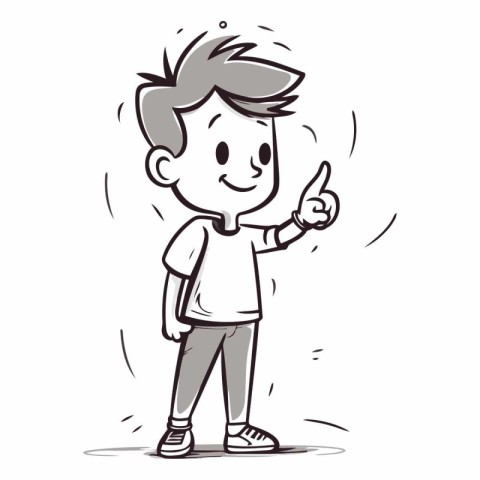 Cartoon boy with thumbs up of a cartoon boy.