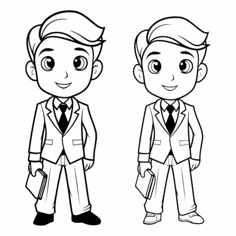 Vector illustration of a schoolboy in a suit and a school bag