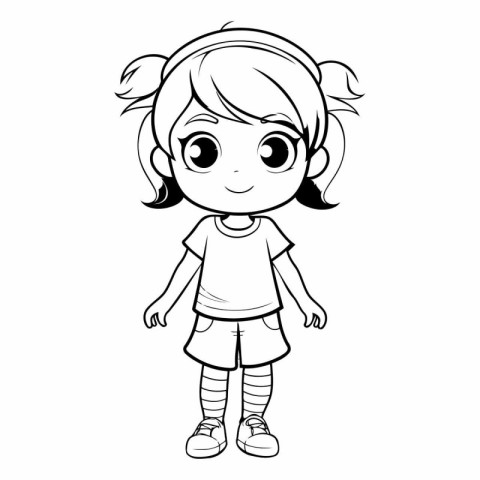 Coloring book for children - Girl with ponytail