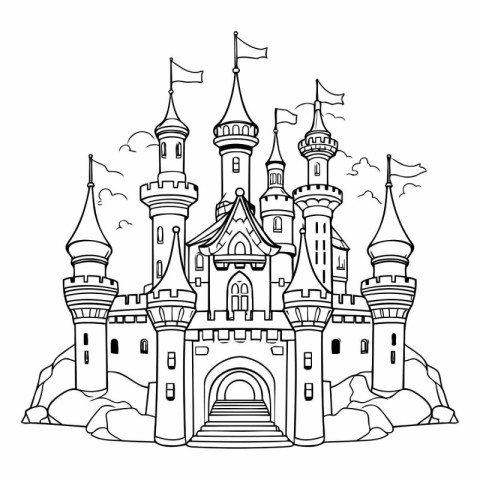 Castle icon. Fairy tale medieval and fantasy theme. Isolated des