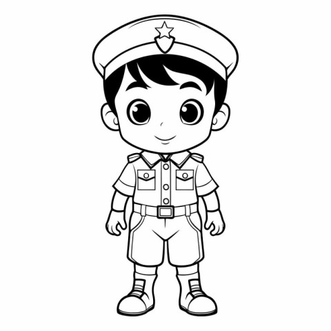 cute boy police officer cartoon vector illustration graphic desi