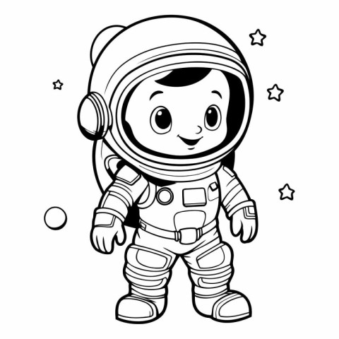 Coloring book for children: astronaut in space suit.