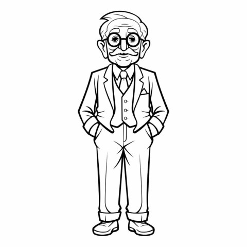 old man with glasses cartoon vector illustration graphic design