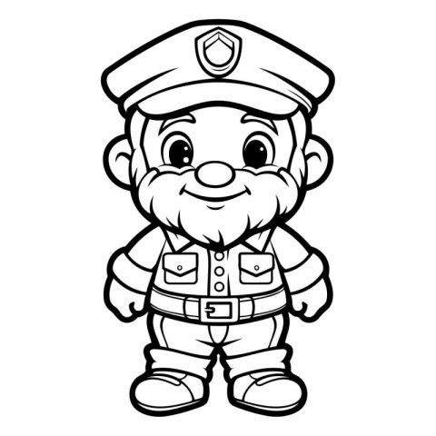 Black and White Cartoon Police Officer Mascot Character Vector I