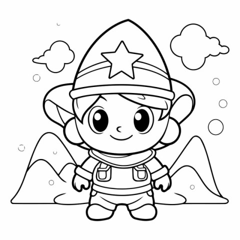 Coloring Page Outline Of Cartoon Astronaut. Coloring Book for Ki