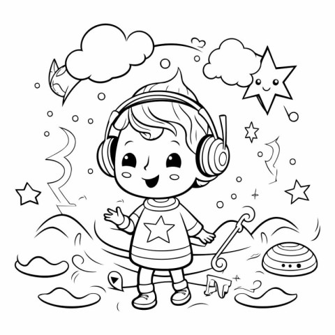 Coloring Page Outline Of Cartoon Astronaut Boy Vector Illustrati