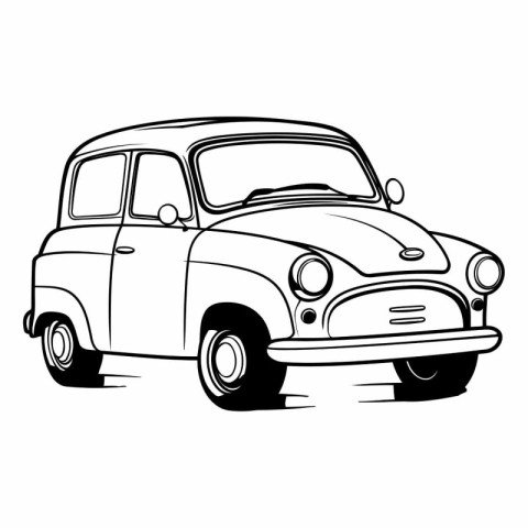 Retro car cartoon isolated on white background. Vector stock ill