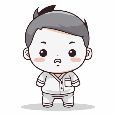 Angry boy character design. Cute and funny cartoon vector illust