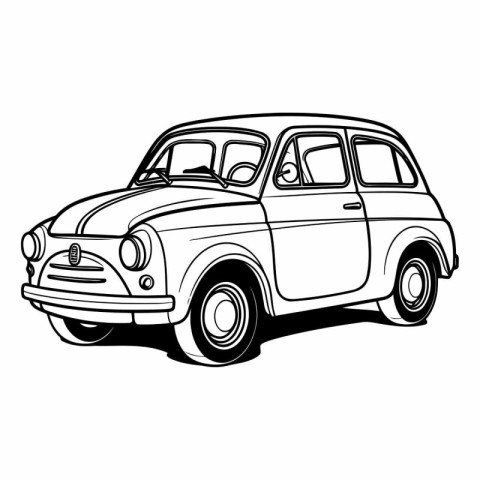 Retro car on a white background in sketch style.