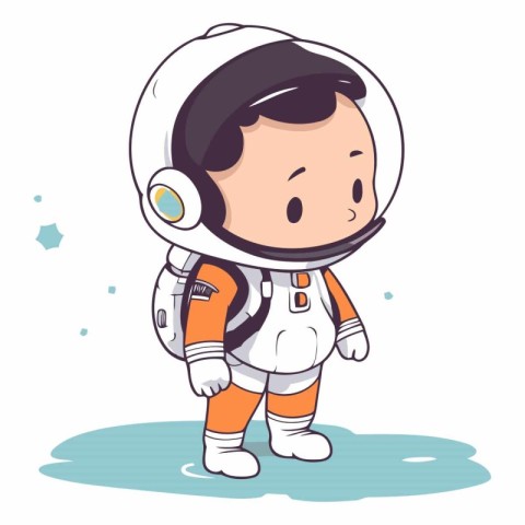 Astronaut in space suit. Cute cartoon vector illustration.