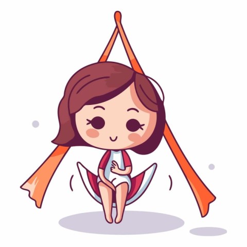 Illustration of a cute little girl flying in the air.