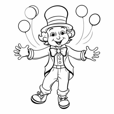 Coloring Page Outline Of a Clown Cartoon Character Vector Illust