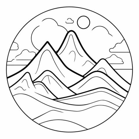 Mountain landscape icon. Outline illustration of mountain landsc