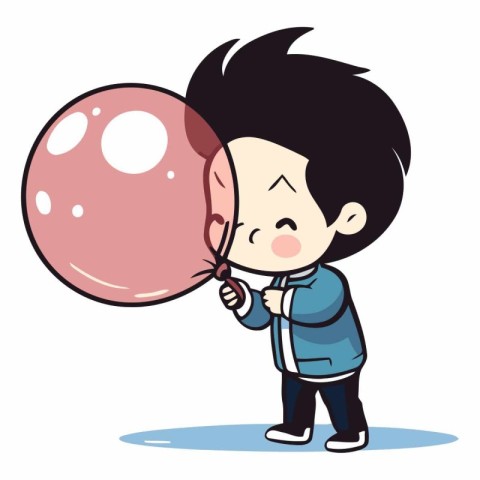 Illustration of a boy blowing a soap bubble.