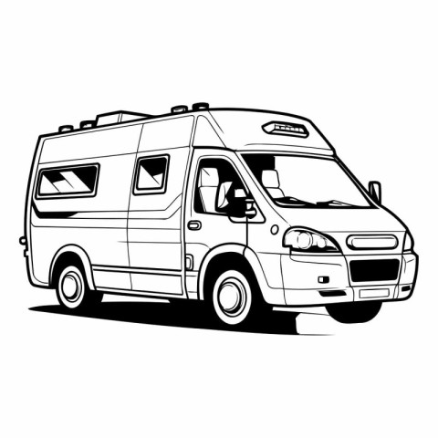 Illustration of a camper van on a white background