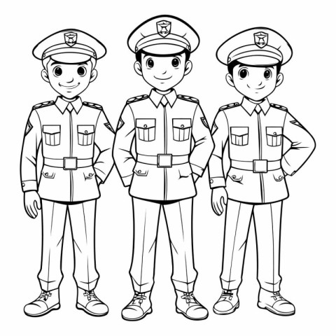 Coloring book for children - Policeman in uniform.