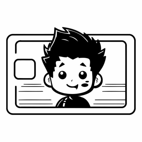 portrait of cute boy with credit card vector illustration eps 10