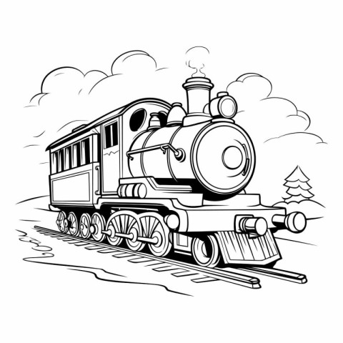 Vintage steam locomotive on the road for your design