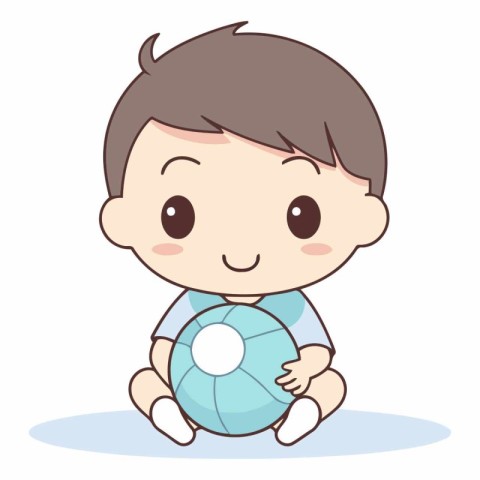 Cute little boy playing with a ball design.