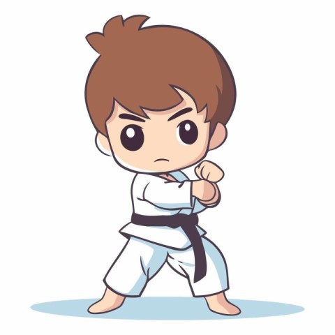 Karate boy cartoon vector illustration. Cartoon karate boy chara