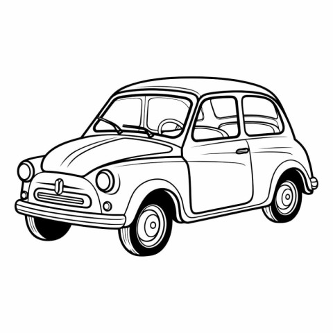 Retro car isolated on white background. Vector hand drawn illust