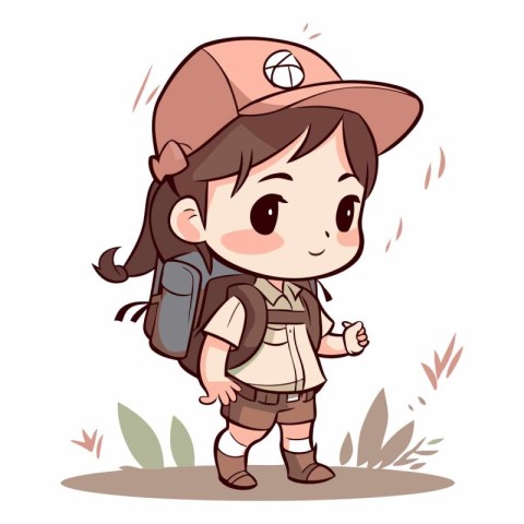 Illustration of a Cute Little Boy Wearing a Backpack