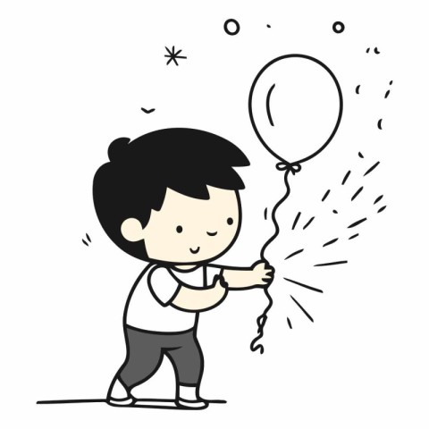 Cute boy holding a balloon. sketch for your design