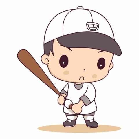 Baseball player boy with baseball bat and cap.