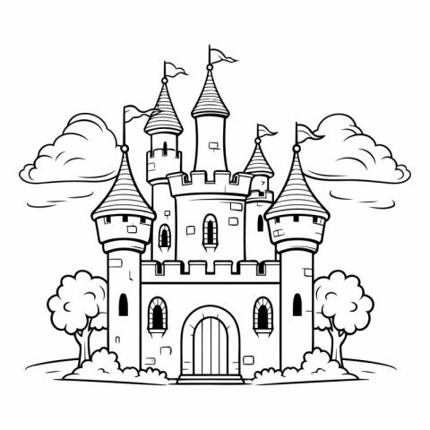 Castle icon. Fairy tale castle and fantasy theme. Isolated desig