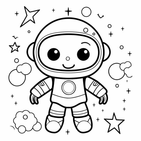 Coloring book for children: astronaut in space.