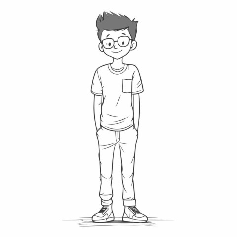 Hipster boy with glasses in casual clothes.