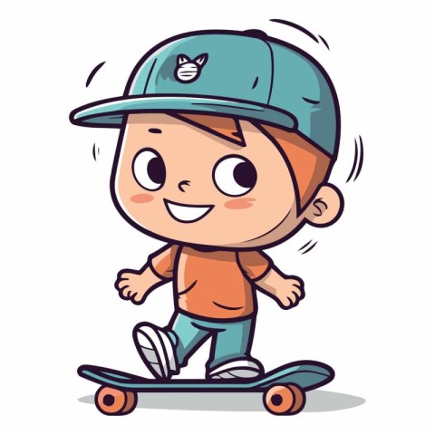 Boy Skateboarder Cartoon Mascot Character Vector Illustration