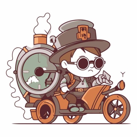 Illustration of a cartoon detective on a motorcycle.