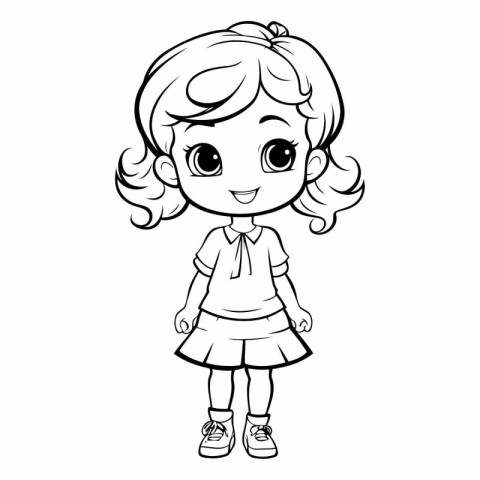 Cute little girl. Coloring book for children.