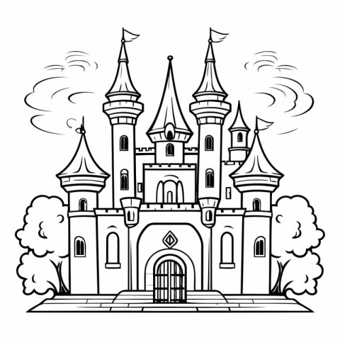 Fairytale castle. Fairytale castle for coloring book