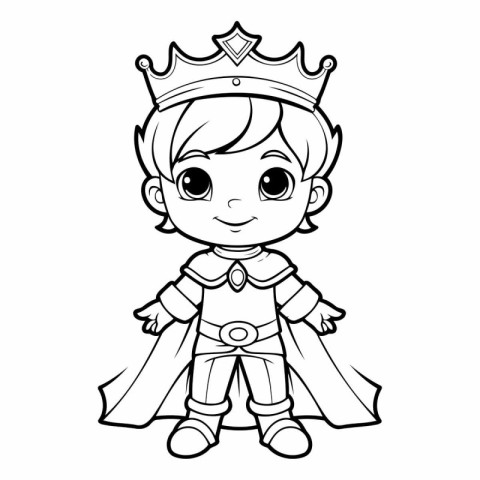 Coloring Page Outline Of Cute Little Prince Boy Cartoon Characte