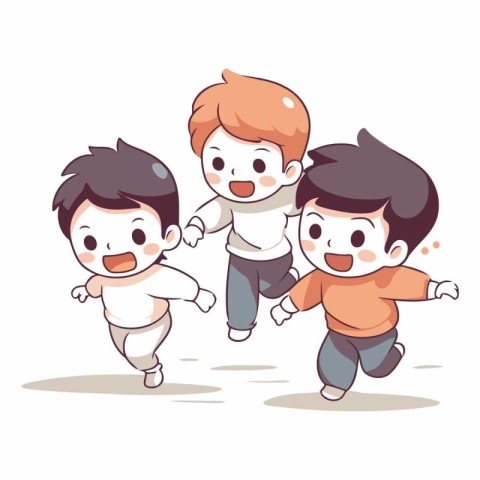 Illustration of Stickman Kids Running and Playing with Clipping