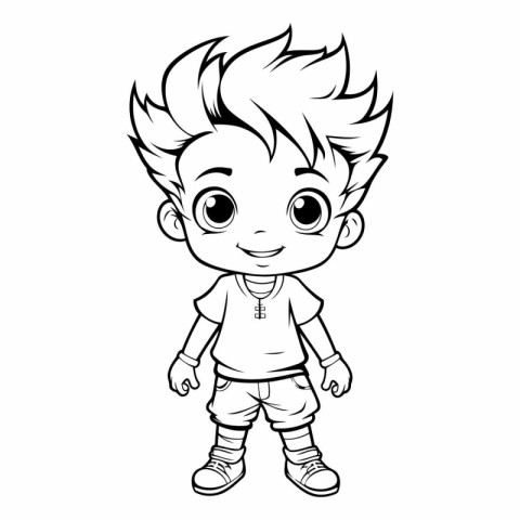 Cute cartoon boy for coloring book or page.