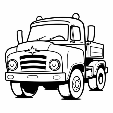 Vector illustration of a big truck on a white background. Black