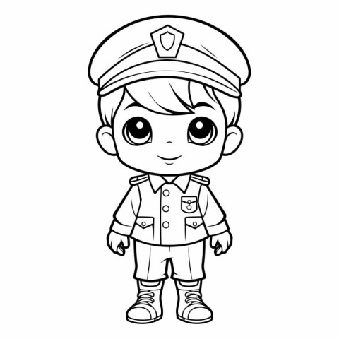 Coloring book for children: Boy in police uniform (policeman)