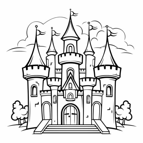 Fairytale castle. Fairytale castle for coloring book