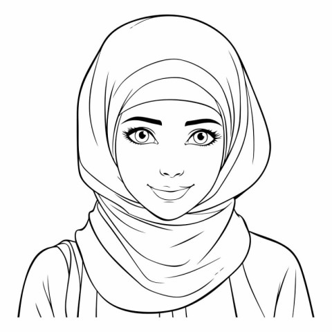 Beautiful muslim woman in hijab in black and white