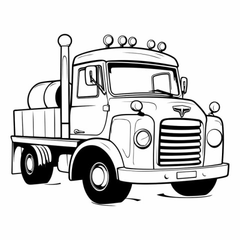 Vector illustration of a big truck in cartoon style on white bac